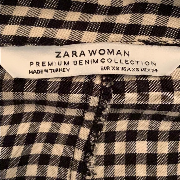 Zara Black white checked long top appliqués - Picture 4 of 4